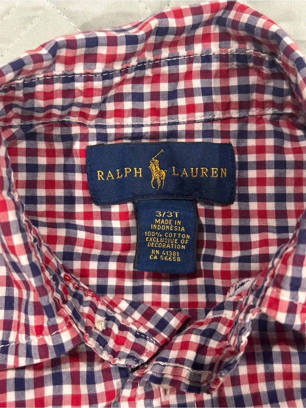 Ralph Lauren Red & Navy Check Button-Down Shirt - Kids